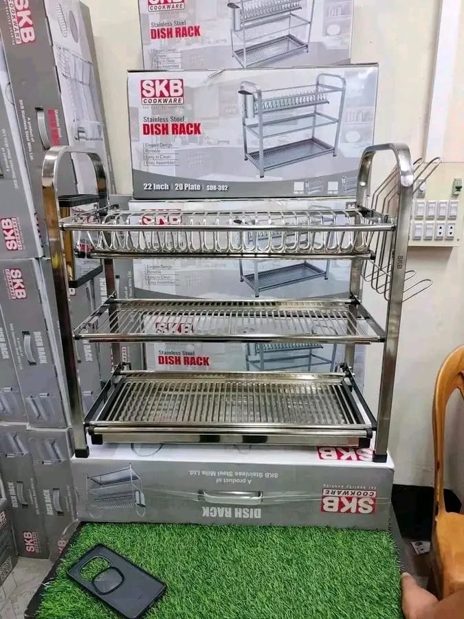 SKB Original Stainless Steel 3 Layer Dish Rack—