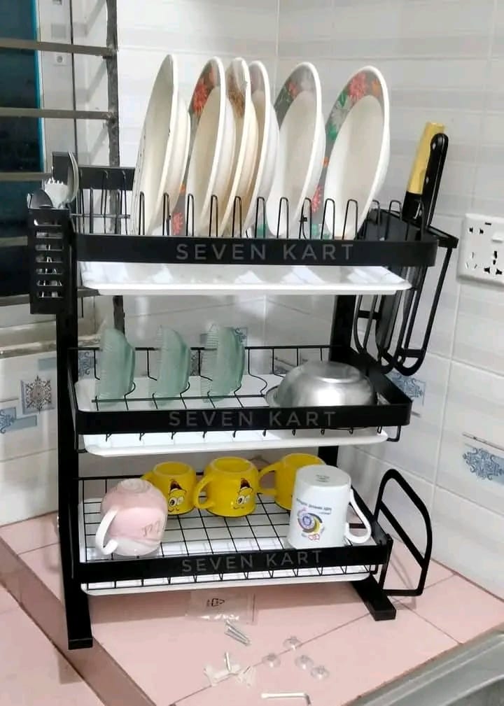 আধুনিক ডিজাইনের ৩ লেয়ার Wall Mounted Dish Rack—